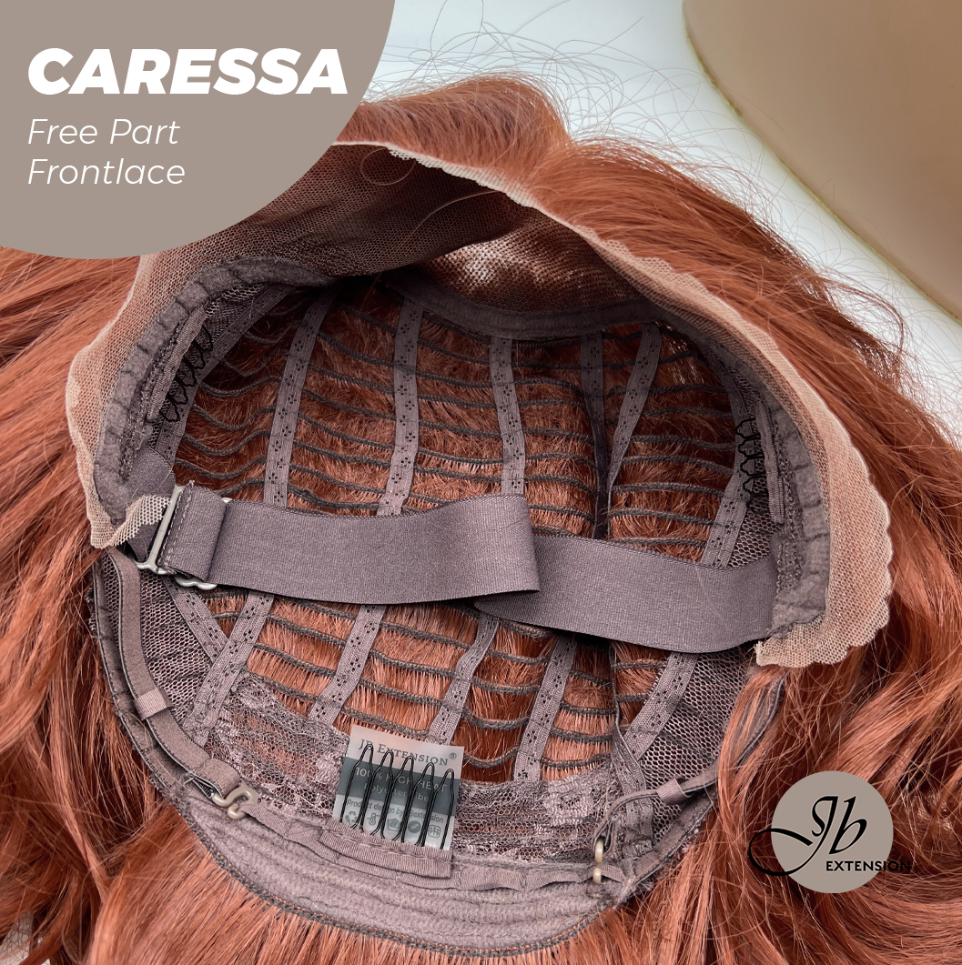 JBEXTENSION 22 Inches Copper Curly Wave 13X6 Pre-Cut Free Part Frontlae Glueless Wig CARESSA Alexwigs