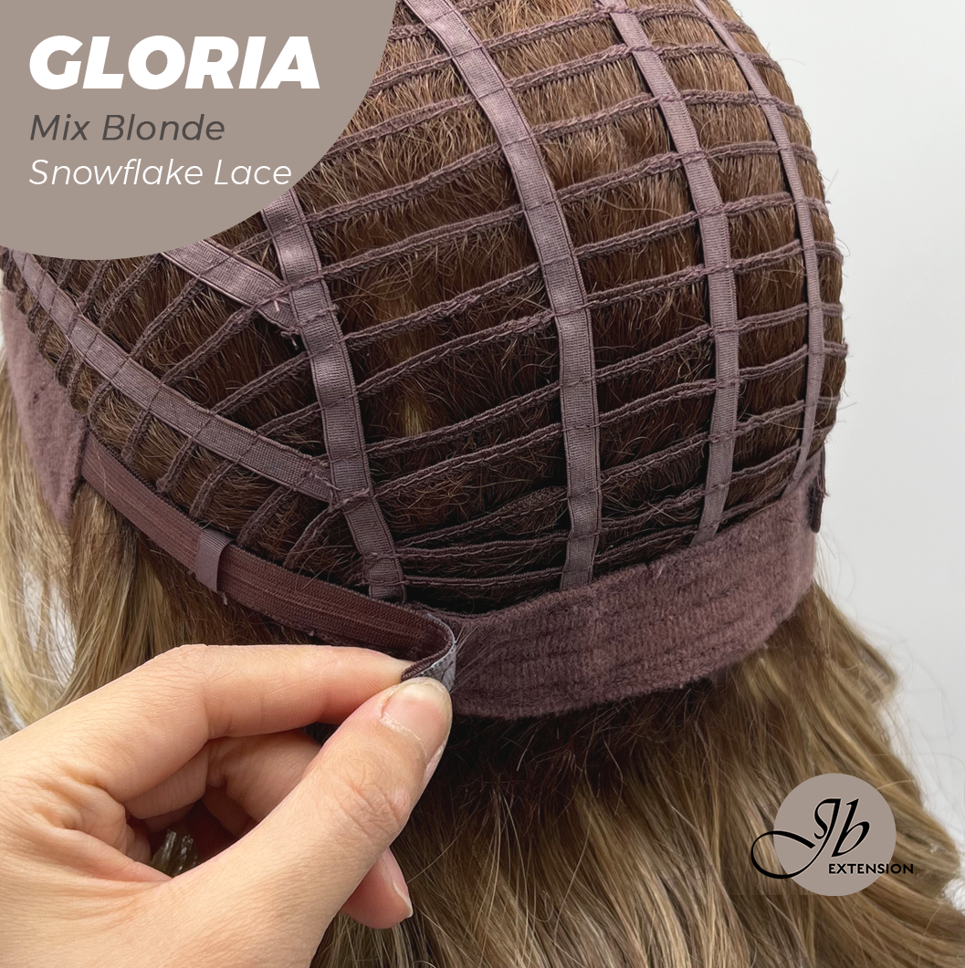 [PRE-ORDER] JBEXTENSION 14 Inches Curly Mix Blonde Wig with Bangs Pre-Cut T Part Snowflake Lace Frontlace Glueless Wig GLORIA MIX BLONDE Alexwigs