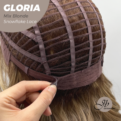 [PRE-ORDER] JBEXTENSION 14 Inches Curly Mix Blonde Wig with Bangs Pre-Cut T Part Snowflake Lace Frontlace Glueless Wig GLORIA MIX BLONDE Alexwigs