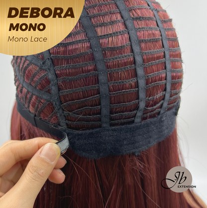 [PRE-ORDER] JBEXTENSION DEBORA MONO Monofilament Handmade Wig 6X5 Full Monofilament Hand Tied Top Wig 20 Inches Dark Red Mono Lace Wig With Anti-slip Silicone Strips Glueless Wig DEBORA MONO【BENDY EAR TABS】 Alexwigs