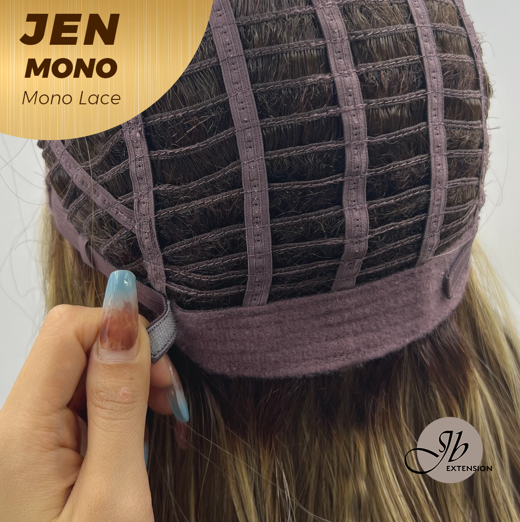 [PRE-ORDER] JBEXTENSION JEN MONO Monofilament Handmade Wig 6X5 Full Monofilament Hand Tied Top Wig 18 Inches Hazelnut Blonde Highlight Mono Lace Wig With Anti-slip Silicone Strips Glueless Wig JEN MONO【BENDY EAR TABS】 Alexwigs