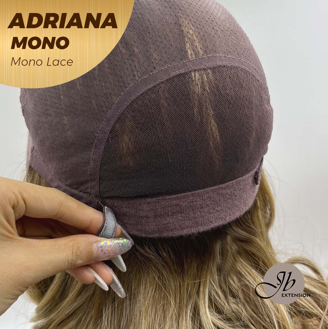 [PRE-ORDER] JBEXTENSION ADRIANA MONO Full Monofilament Handmade Full Lace Full Hand Tied Wig 14 Inches Blonde With Dark Root Wave Mono Lace Handmade Futura Fiber Wig With Anti-slip Silicone Strips Glueless Wig Adriana Mono【BENDY EAR TABS】 Alexwigs