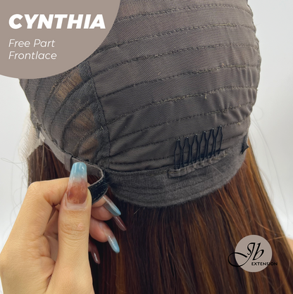 JBEXTENSION 25 Inches Auburn Highlight Pre-Cut Free Part Frontlace Glueless Wig CYNTHIA Alexwigs