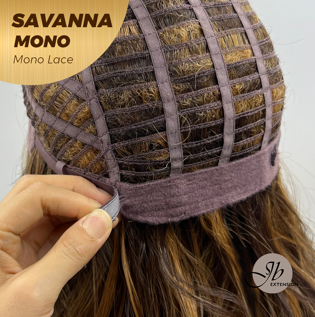 [PRE-ORDER] JBEXTENSION SAVANNA MONO Monofilament Handmade Wig 6X5 Full Monofilament Hand Tied Top Wig 16 Inches Brown With Highlight Wave Mono Lace Wig With Anti-slip Silicone Strips Glueless Wig SAVANNA MONO【BENDY EAR TABS】 Alexwigs