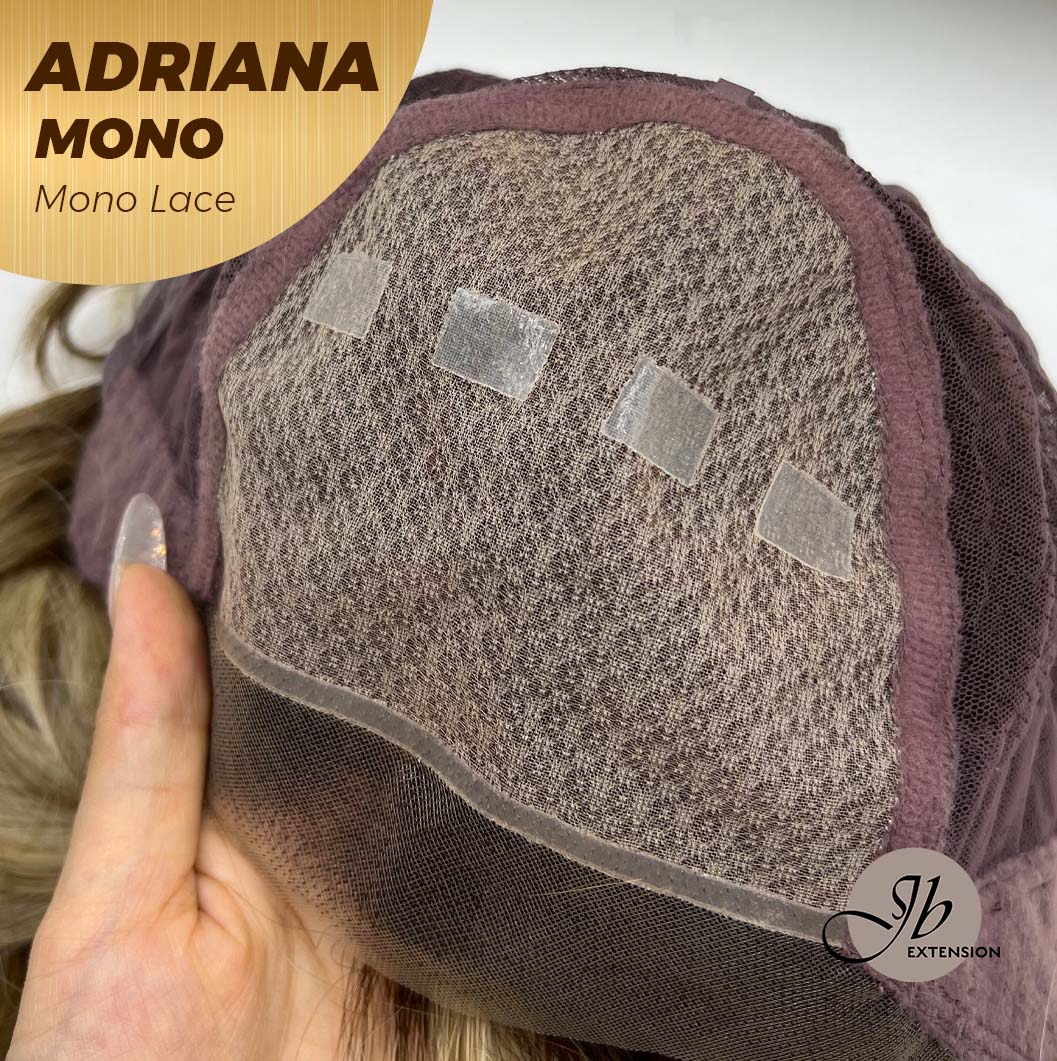 [PRE-ORDER] JBEXTENSION ADRIANA MONO Full Monofilament Handmade Full Lace Full Hand Tied Wig 14 Inches Blonde With Dark Root Wave Mono Lace Handmade Futura Fiber Wig With Anti-slip Silicone Strips Glueless Wig Adriana Mono【BENDY EAR TABS】 Alexwigs