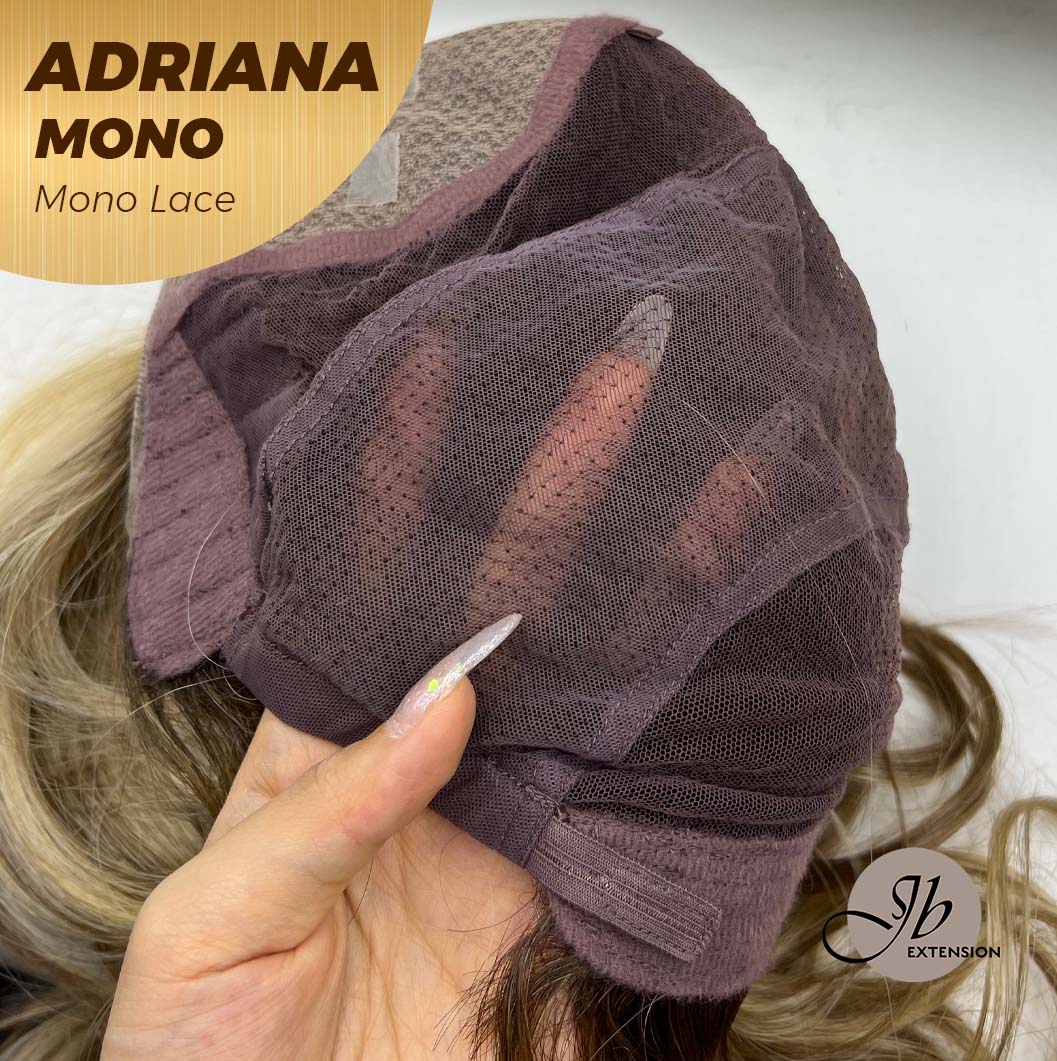 [PRE-ORDER] JBEXTENSION ADRIANA MONO Full Monofilament Handmade Full Lace Full Hand Tied Wig 14 Inches Blonde With Dark Root Wave Mono Lace Handmade Futura Fiber Wig With Anti-slip Silicone Strips Glueless Wig Adriana Mono【BENDY EAR TABS】 Alexwigs