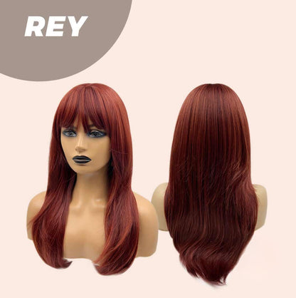 JBEXTENSION 22 Inches Wolf Cut Red Wig With Bangs REY Alexwigs
