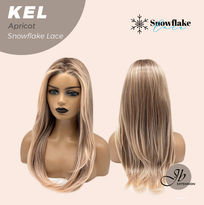 JBEXTENSION 22 Inches Apricot Pre-Cut Snowflake Lace Frontlace Glueless Wig KEL APRICOT【PERMATEASE】【BENDY EAR TABS】- S/M Alexwigs