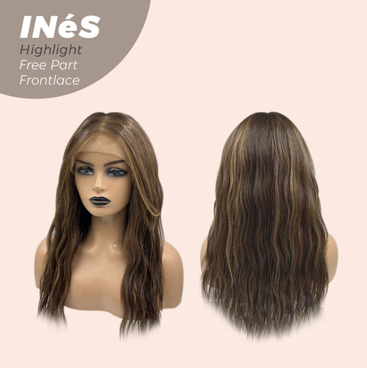JBEXTENSION 22 Inches Brown With Highlight Body Wave Pre-Cut Free Part Frontlae Glueless Wig INéS HIGHLIGHT Alexwigs