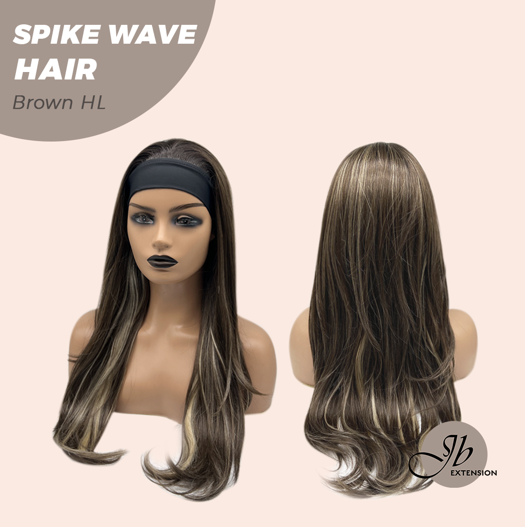 JBEXTENSION 24 Inches Long Curly Hair Brown Highlight Headband Wig SPIKE WAVE HAIR - BROWN HIGHLIGHT Alexwigs