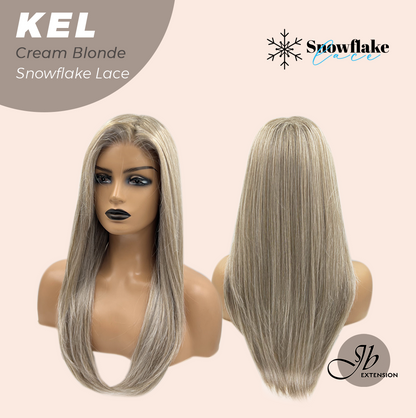 JBEXTENSION 22 Inches Cream Blonde Pre-Cut Snowflake Lace Frontlace Glueless Wig KEL CREAM BLONDE【PERMATEASE】【BENDY EAR TABS】- M/L Alexwigs