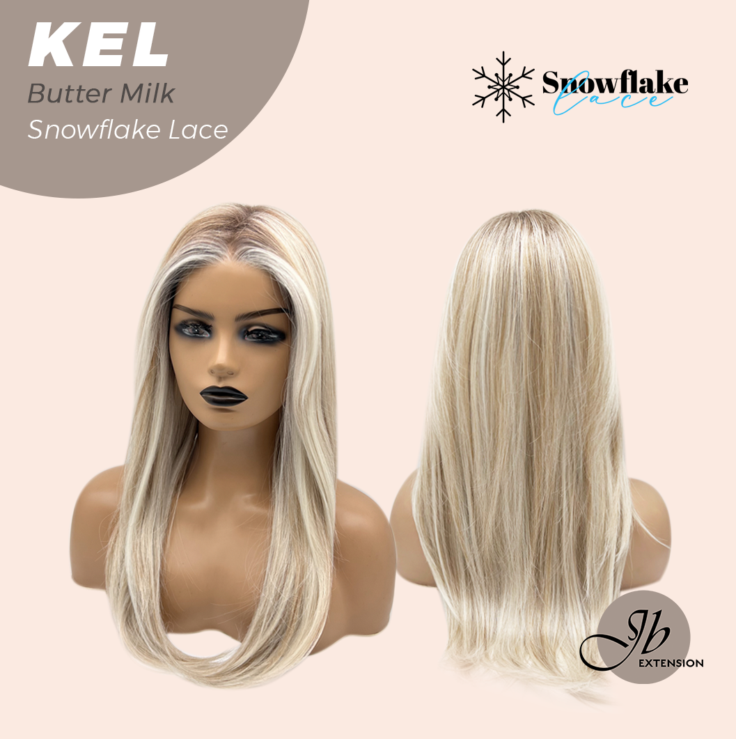 JBEXTENSION 22 Inches Butter Milk Pre-Cut Snowflake Lace Frontlace Glueless Wig KEL BUTTER MILK【PERMATEASE】【BENDY EAR TABS】- M/L Alexwigs