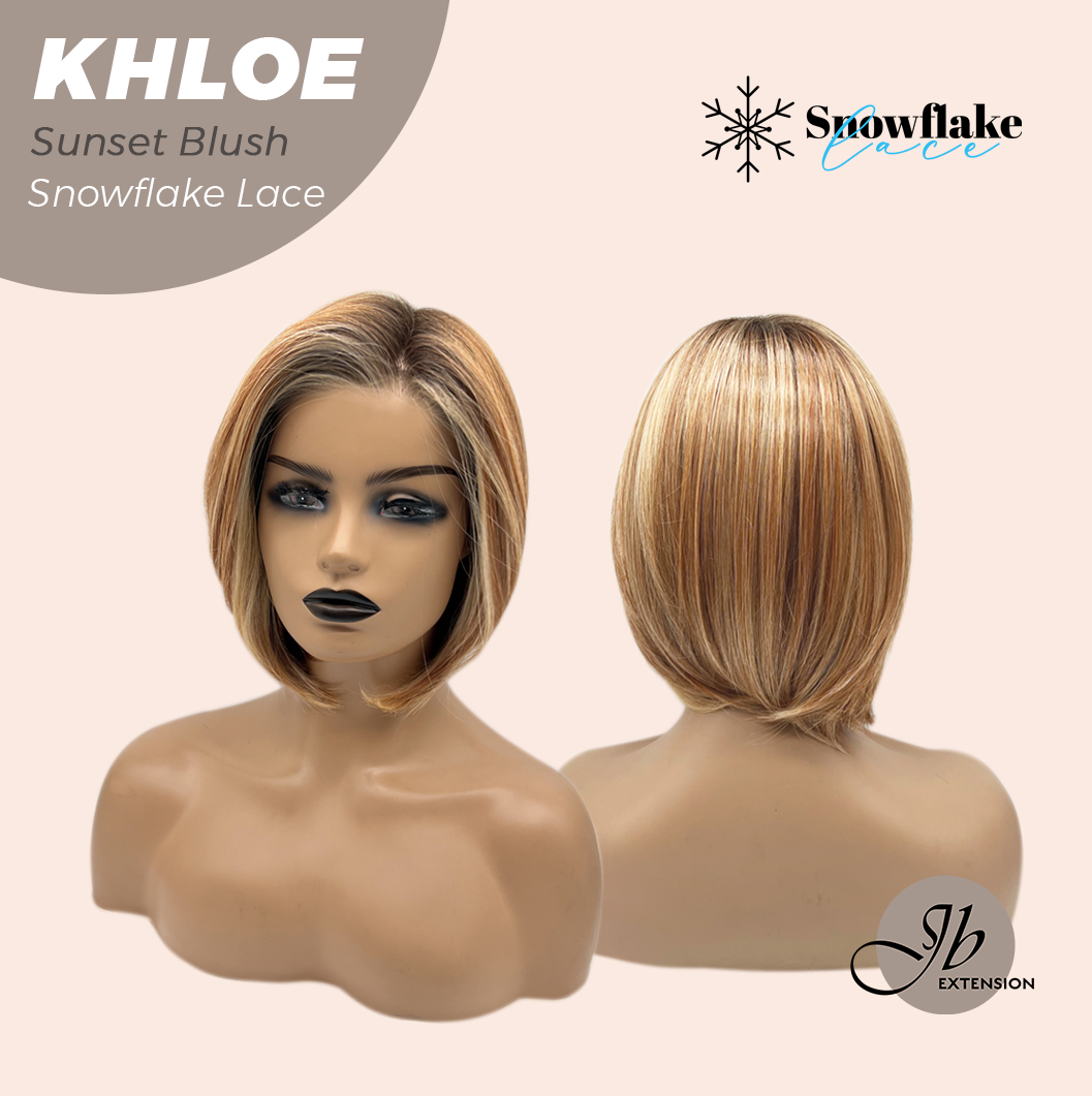 [PRE-ORDER] JBEXTENSION 12 Inches Bob Cut Sunset Blush Pre-Cut Snowflake Lace Frontlace Glueless Wig KHLOE SUNSET BLUSH【PERMATEASE】【BENDY EAR TABS】 Alexwigs