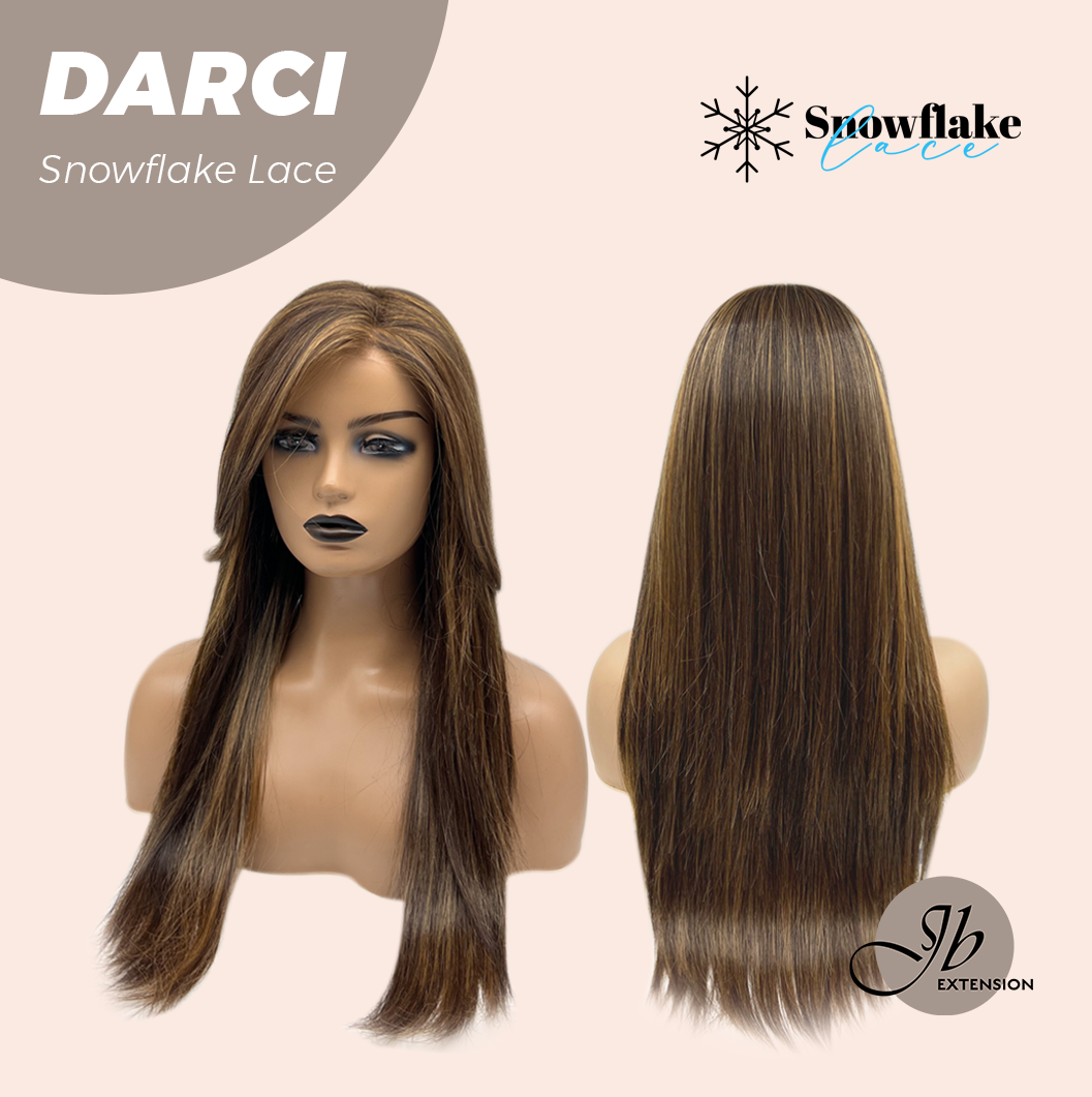 JBEXTENSION 25 Inches Caramel Pre-Cut Snowflake Lace Frontlace Glueless Wig DARCI【PERMATEASE】【BENDY EAR TABS】 Alexwigs