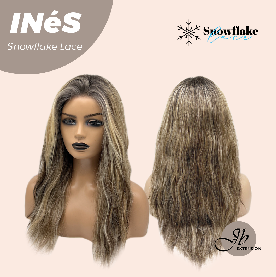 JBEXTENSION 22 Inches Mix Blonde Pre-Cut Snowflake Lace Frontlace Glueless Wig INéS SNOWFLAKE【PERMATEASE】【BENDY EAR TABS】- M/L Alexwigs
