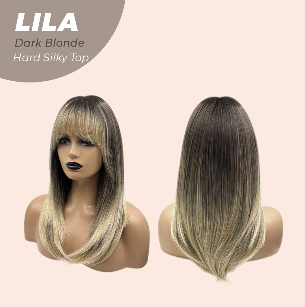 JBEXTENSION 20 Inches Scalpiana Blonde Wolf Cut 3.5X4 Hard Silky Top Natural Scalp Effect Wig With Bangs LILA DARK BLONDE Alexwigs