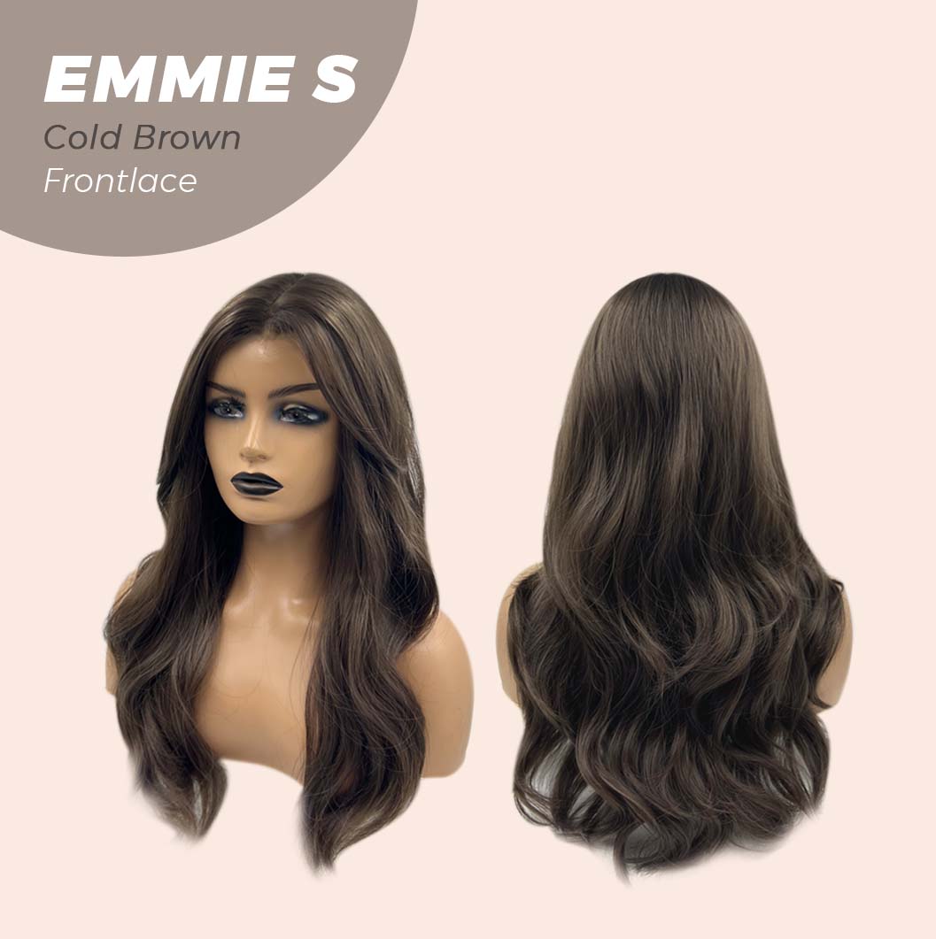 JBEXTENSION 22 Inches Curly Cold Brown Pre-Cut Frontlace Glueless Wig EMMIE S COLD BROWN Alexwigs