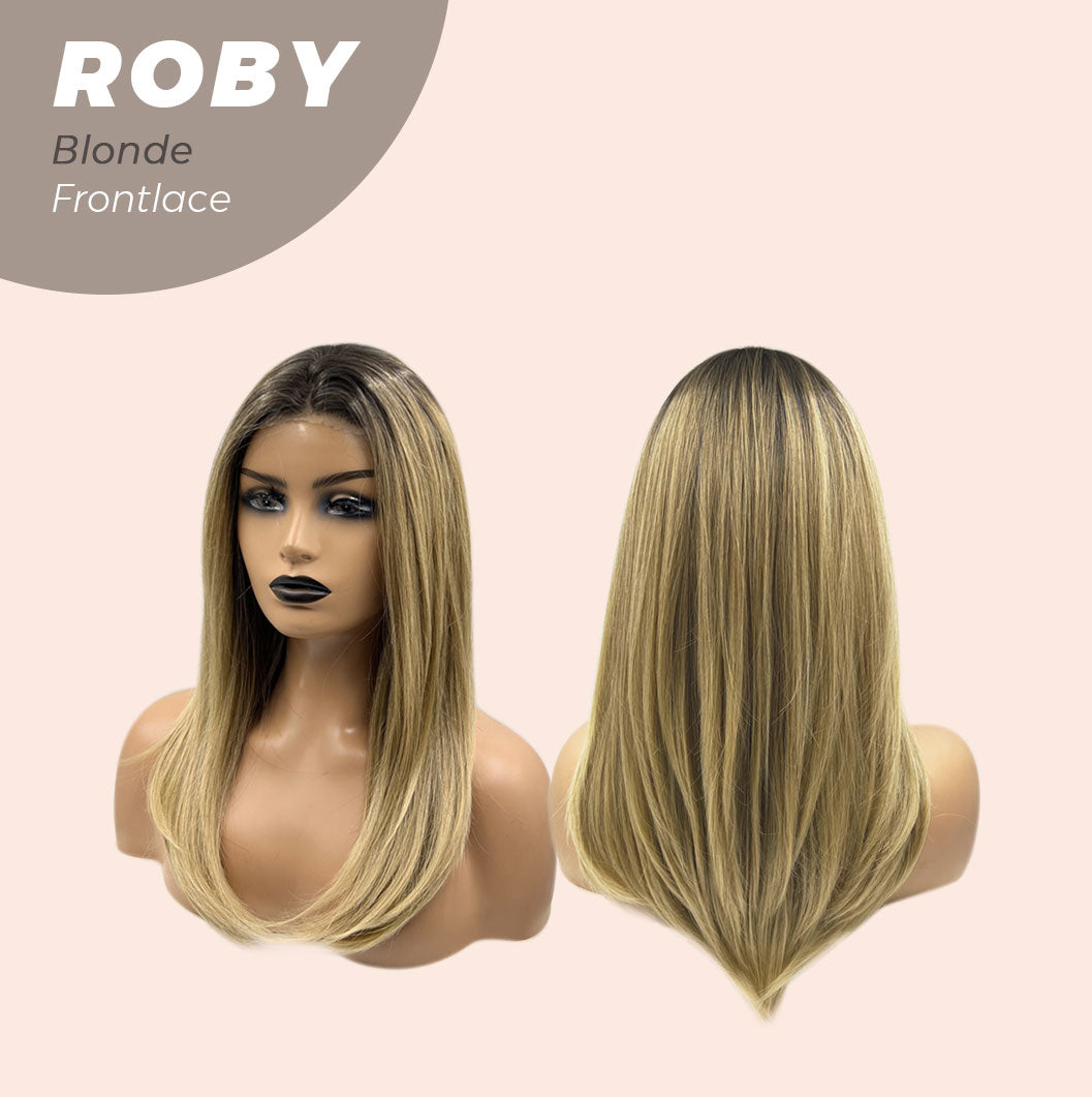 JBEXTENSION 22 Inches Blonde Medium Length Women Pre-Cut Frontlace Glueless Wig ROBY BLONDE Alexwigs