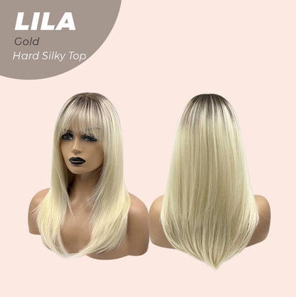 JBEXTENSION 20 Inches Scalpiana Blonde Wolf Cut 3.5X4 Hard Silky Top Natural Scalp Effect Wig With Bangs LILA GOLD Alexwigs