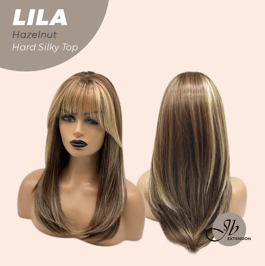 JBEXTENSION 20 Inches Scalpiana Hazelnut Wolf Cut 3.5X4 Hard Silky Top Natural Scalp Effect Wig With Bangs LILA HAZELNUT Alexwigs