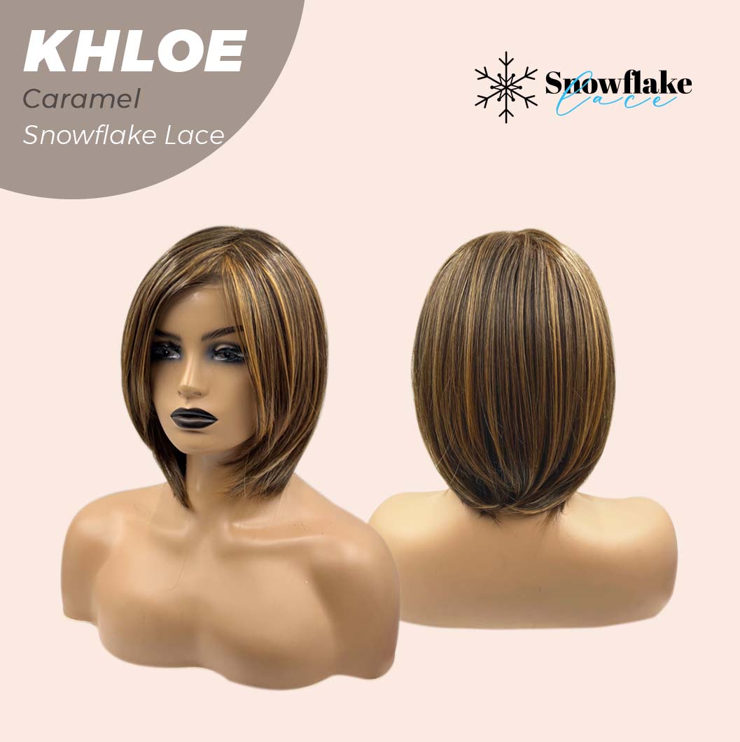 [PRE-ORDER] JBEXTENSION 12 Inches Bob Cut Caramel Pre-Cut Snowflake Lace Frontlace Glueless Wig KHLOE LACE【PERMATEASE】【BENDY EAR TABS】- M/L Alexwigs