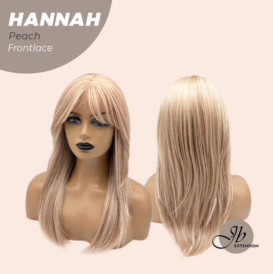 JBEXTENSION 20 Inches Peach Pre-Cut Frontlace Glueless Wig with Bangs HANNAH PEACH Alexwigs