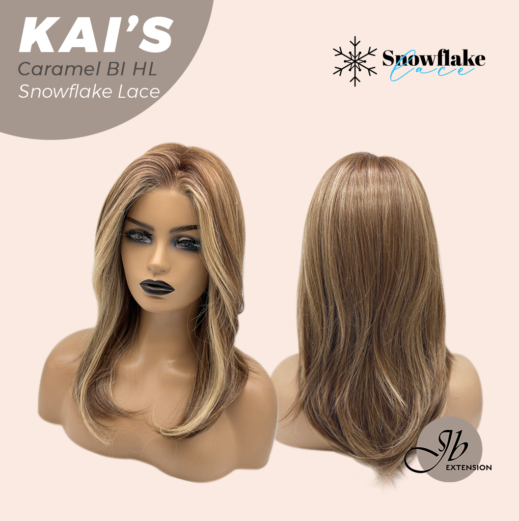 [PRE-ORDER] JBEXTENSION 18 Inches Caramel Blonde Highlight Pre-Cut Snowflake Lace Frontlace Glueless Wig KAI'S CARAMEL BLONDE HIGHLIGHT【PERMATEASE】【BENDY EAR TABS】 Alexwigs