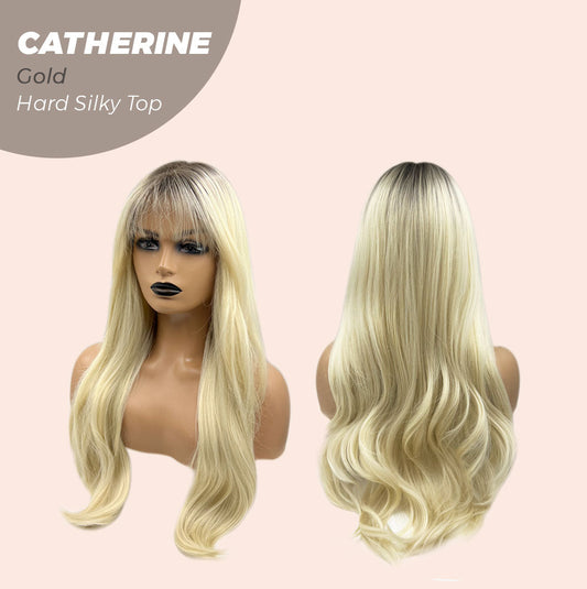 JBEXTENSION 25 Inches Scalpiana Gold 3.5X4 Hard Silky Top Natural Scalp Effect Wig With Bangs CATHERINE GOLD Alexwigs