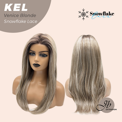 JBEXTENSION 22 Inches Venice Blonde Pre-Cut Snowflake Lace Frontlace Glueless Wig KEL VENICE BLONDE【PERMATEASE】【BENDY EAR TABS】- M/L Alexwigs