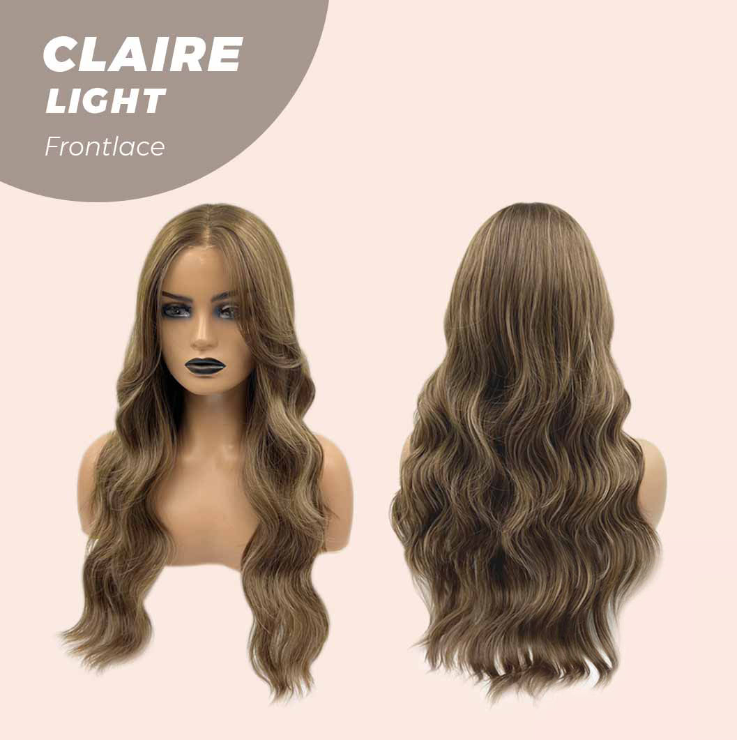 JBEXTENSION 24 Inches Body Wave Light Brown With Highlight Pre-Cut Frontlace Glueless Wig CLAIRE LIGHT Alexwigs