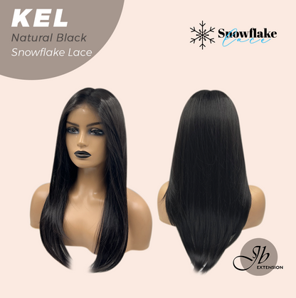 [PRE-ORDER] JBEXTENSION 22 Inches Natural Black Pre-Cut Snowflake Lace Frontlace Glueless Wig KEL NATURAL BLACK【PERMATEASE】【BENDY EAR TABS】 Alexwigs