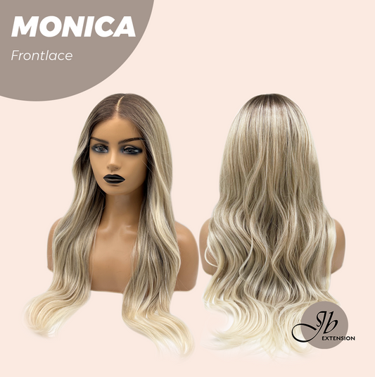 JBEXTENSION 26 Inches Curly Ash Blonde with Dark Root Pre-Cut Frontlace Glueless Wig MONICA Alexwigs