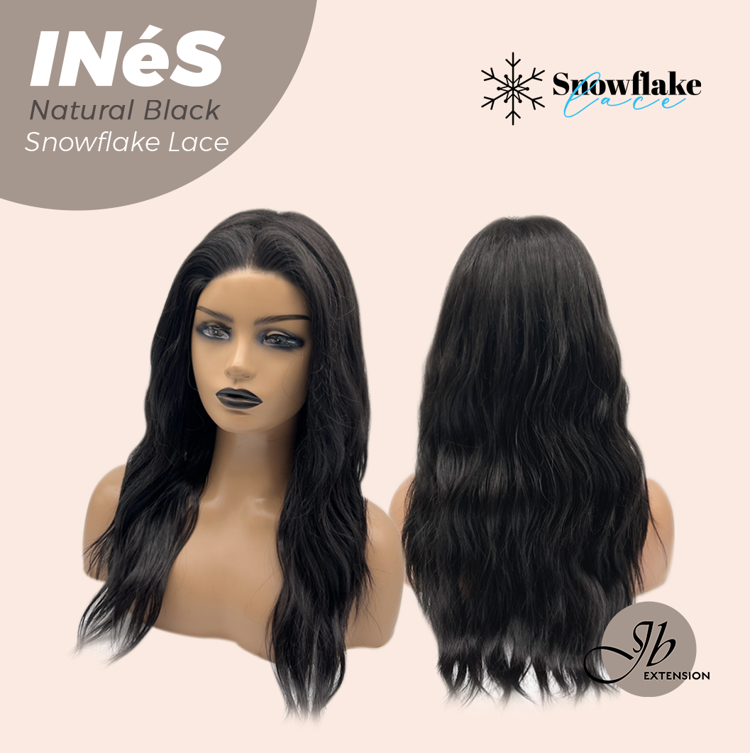 JBEXTENSION 22 Inches Natural Black Pre-Cut Snowflake Lace Frontlace Glueless Wig INéS NATURAL BLACK【PERMATEASE】【BENDY EAR TABS】 Alexwigs
