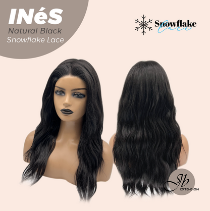 JBEXTENSION 22 Inches Natural Black Pre-Cut Snowflake Lace Frontlace Glueless Wig INéS NATURAL BLACK【PERMATEASE】【BENDY EAR TABS】 Alexwigs