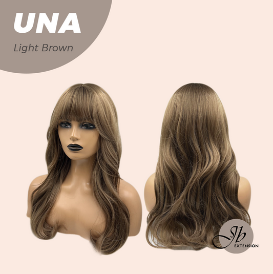 JBEXTENSION 22 Inches Light Brown Wave With Bangs Wig UNA LIGHT BROWN Alexwigs