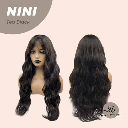 JBEXTENSION 24 Inches Tea Black Darkest Brown Body Wave Wig With Cute Bangs NINI TEA BLACK Alexwigs