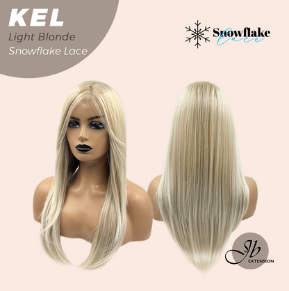 JBEXTENSION 22 Inches Light Blonde Pre-Cut Snowflake Lace Frontlace Glueless Wig KEL LIGHT BLONDE【PERMATEASE】【BENDY EAR TABS】- S/M Alexwigs
