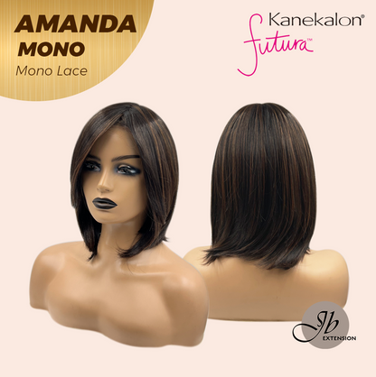 [PRE-ORDER] JBEXTENSION AMANDA MONO Full Monofilament Handmade Full Lace Full Hand Tied Wig 10 Inches Black With Caramel Highlight Mono Lace Handmade Futura Fiber Wig Glueless Wig AMANDA MONO【BENDY EAR TABS】 Alexwigs