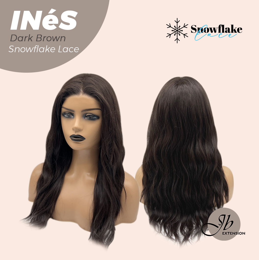 JBEXTENSION 22 Inches Dark Brown Pre-Cut Snowflake Lace Frontlace Glueless Wig INéS DARK BROWN【PERMATEASE】【BENDY EAR TABS】- M/L Alexwigs