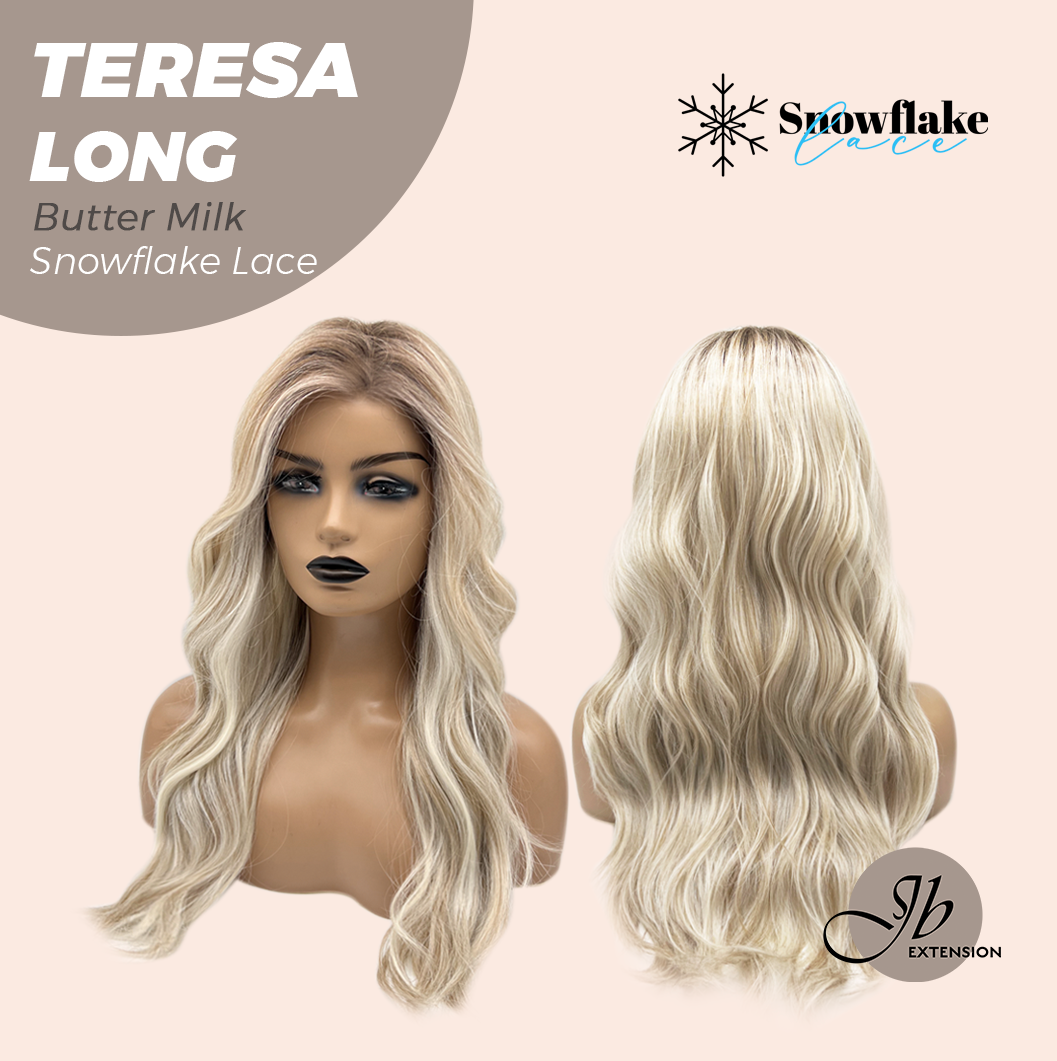 JBEXTENSION 22 Inches Long Butter Milk Pre-Cut Snowflake Lace Frontlace Glueless Wig TERESA LONG BUTTER MILK【PERMATEASE】【BENDY EAR TABS】 Alexwigs