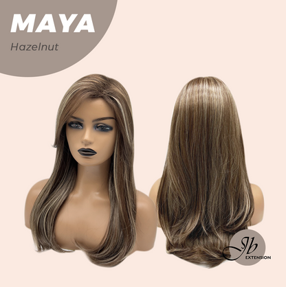 JBEXTENSION 22 Inches Hazelnut Women Fashion Full Machine Wig MAYA HAZELNUT【PLUS PERMATEASE】【BENDY EAR TABS】 Alexwigs