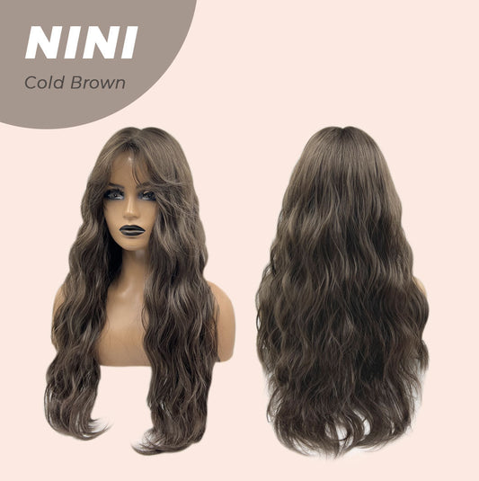 JBEXTENSION 24 Inches Cold Brown Body Wave Wig With Cute Bangs NINI Alexwigs