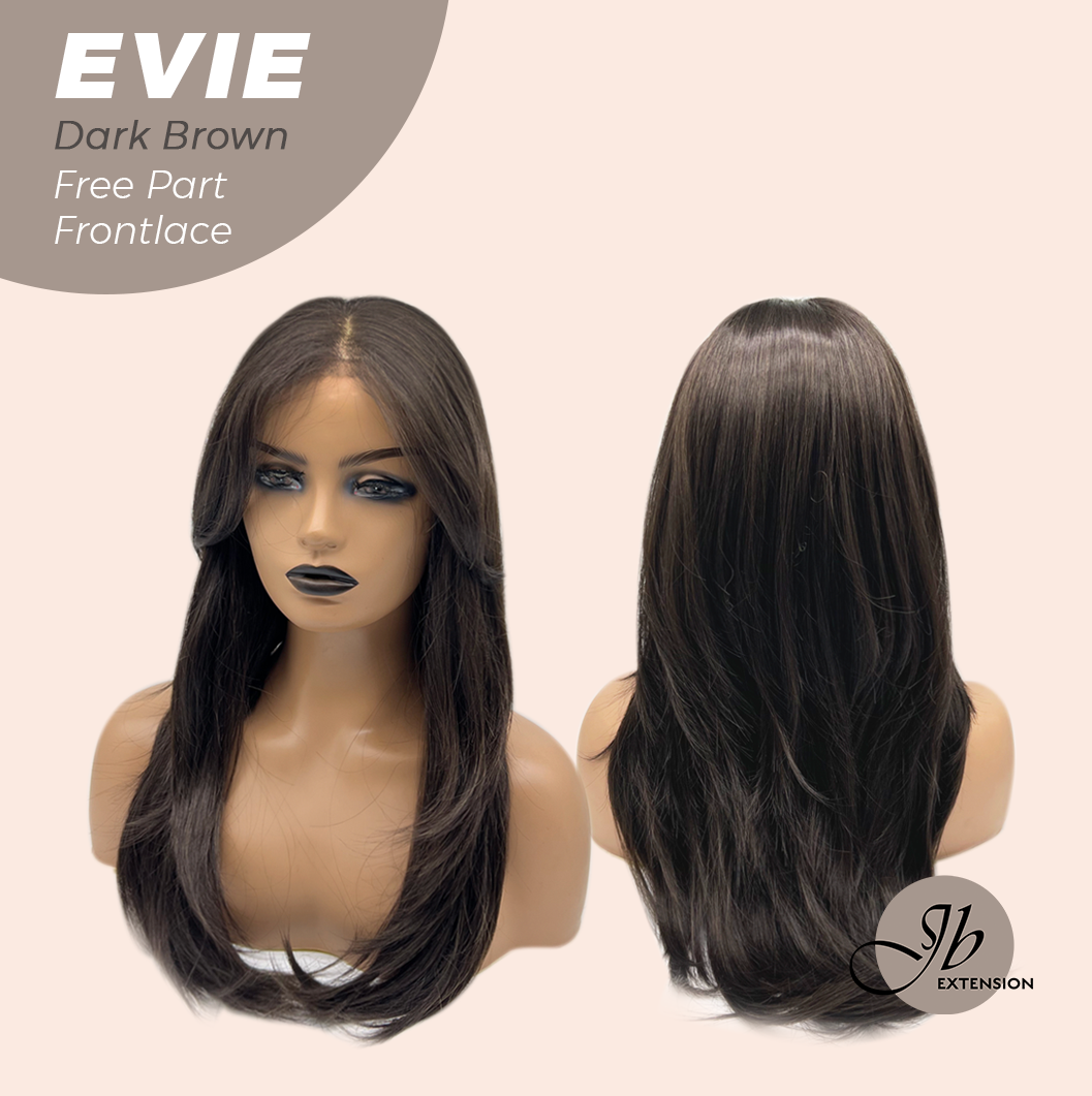 JBEXTENSION 22 Inches Dark Brown Pre-Cut Free Part Frontlace Glueless Wig EVIE DARK BROWN Alexwigs