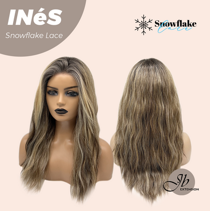 JBEXTENSION 22 Inches Mix Blonde Pre-Cut Snowflake Lace Frontlace Glueless Wig INéS SNOWFLAKE【PERMATEASE】【BENDY EAR TABS】- S/M Alexwigs