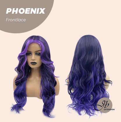 JBEXTENSION 24 Inches Mix Purple Body Wave Pre-Cut Frontlace Glueless Wig PHOENIX Alexwigs
