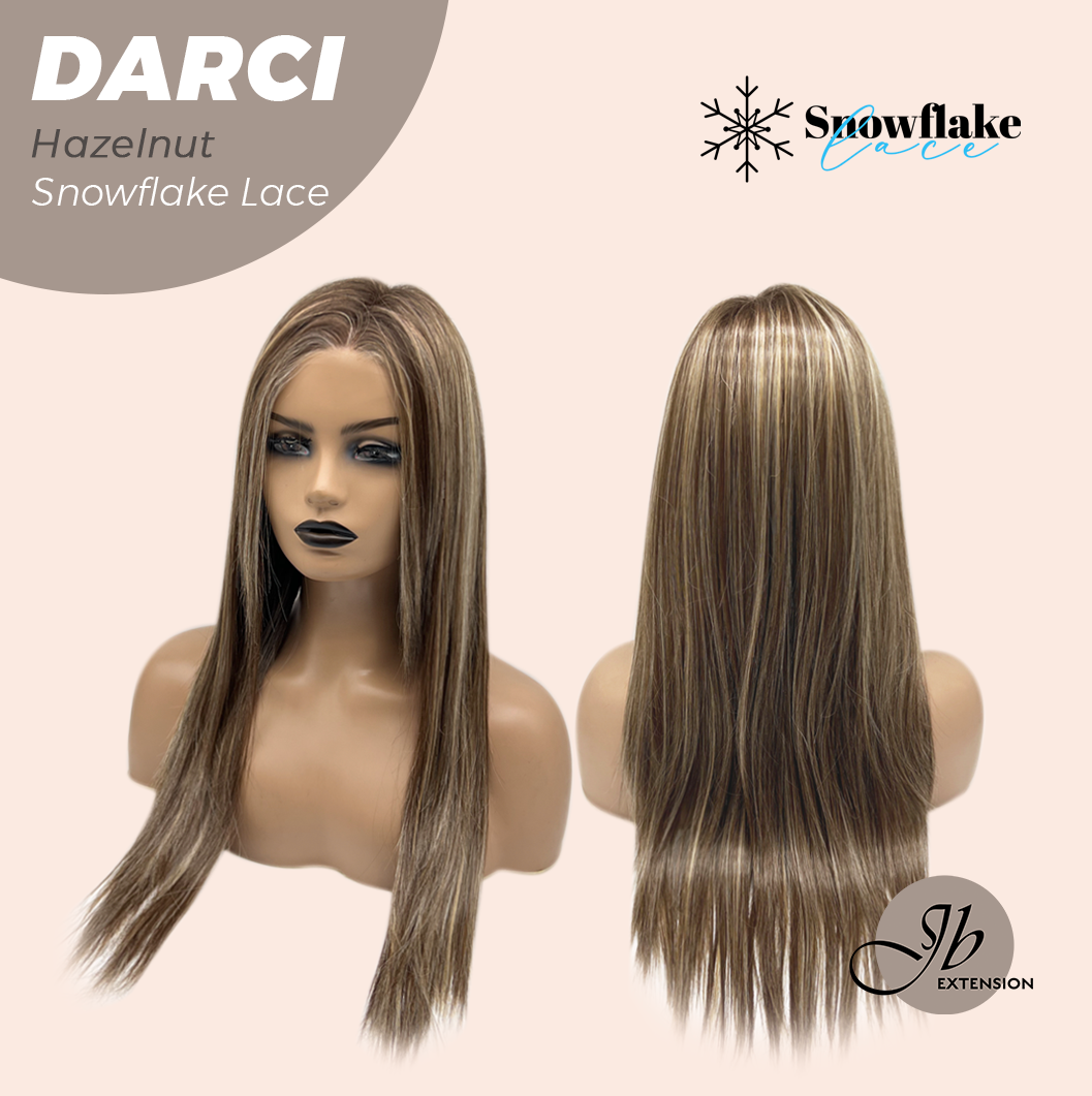 JBEXTENSION 25 Inches Hazelnut Blonde Highlight Pre-Cut Snowflake Lace Frontlace Glueless Wig DARCI HAZELNUT【PERMATEASE】【BENDY EAR TABS】 Alexwigs