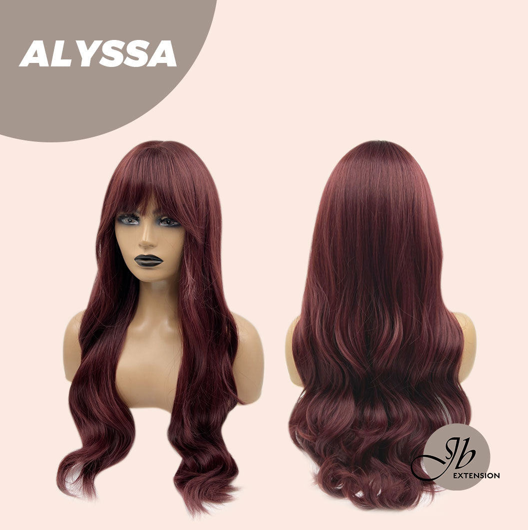 JBEXTENSION 25 Inches Red Curly Fashion Wig With Full Bangs ALYSSA Alexwigs