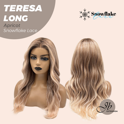 JBEXTENSION 22 Inches Long Apricot Pre-Cut Snowflake Lace Frontlace Glueless Wig TERESA LONG APRICOT【PERMATEASE】【BENDY EAR TABS】 Alexwigs