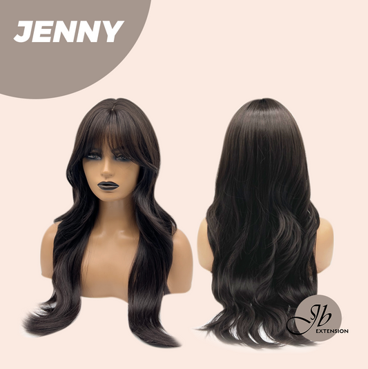 JBEXTENSION 25 Inches Midnight Brown( Black/Brown) Curly Wig with Bangs JENNY Alexwigs