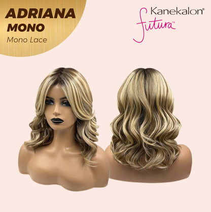 [PRE-ORDER] JBEXTENSION ADRIANA MONO Full Monofilament Handmade Full Lace Full Hand Tied Wig 14 Inches Blonde With Dark Root Wave Mono Lace Handmade Futura Fiber Wig With Anti-slip Silicone Strips Glueless Wig Adriana Mono【BENDY EAR TABS】 Alexwigs